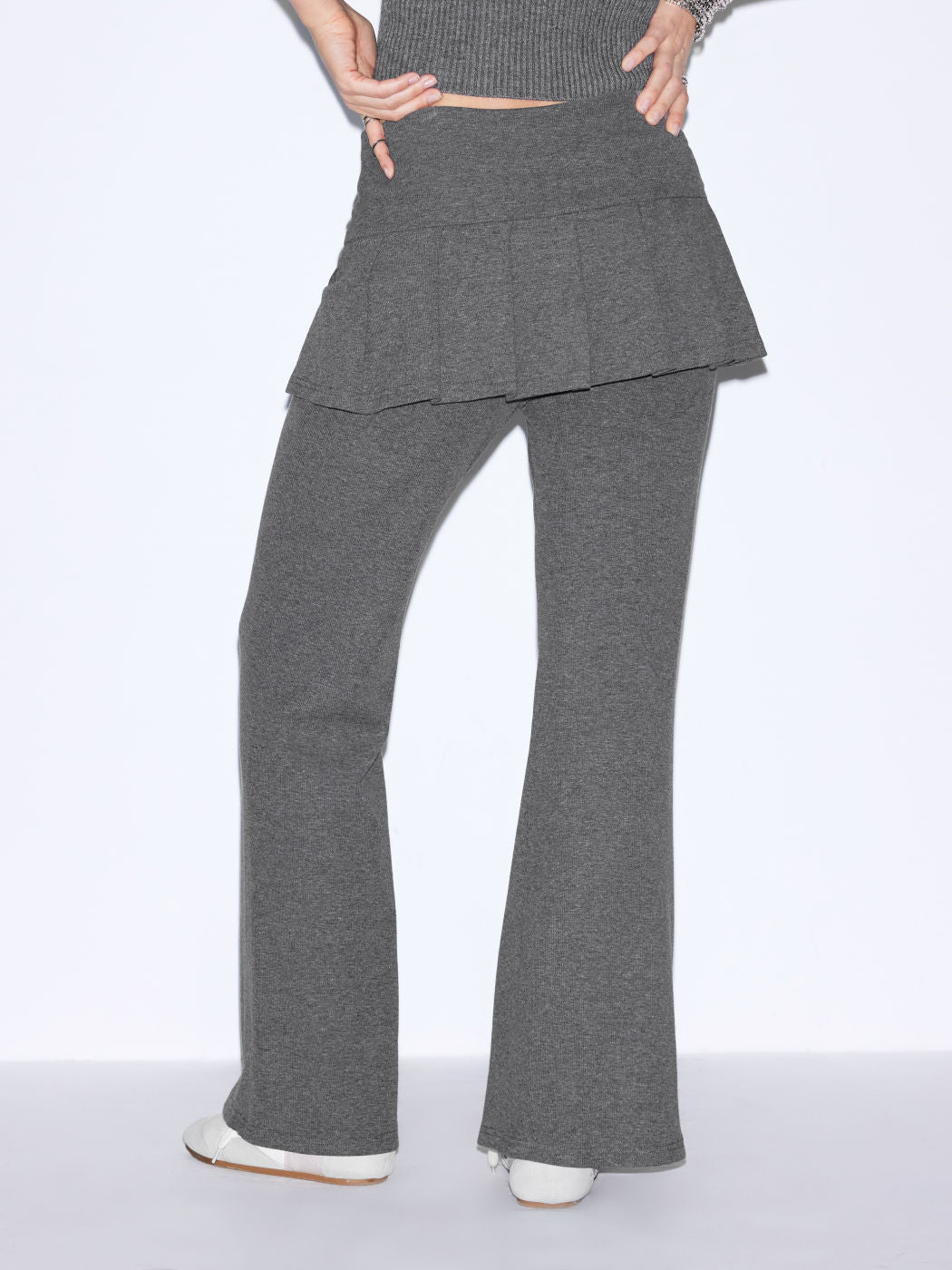 Pantalones Acampanados Tiro Bajo con Falda Plisada Integrada
