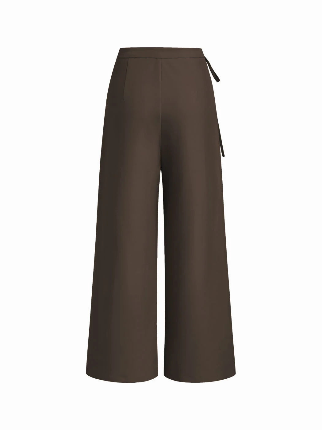 Pantalones Pierna Ancha Tiro Medio con Nudo Lateral y Pliegues