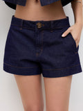 Shorts Vaqueros Micro Tiro Medio con Bordado Margaritas