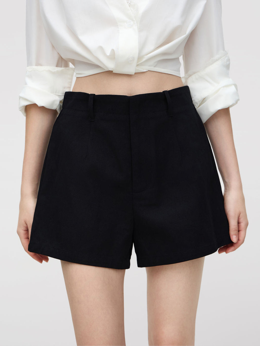 Shorts de Algodón Tiro Alto con Cintura Ajustada