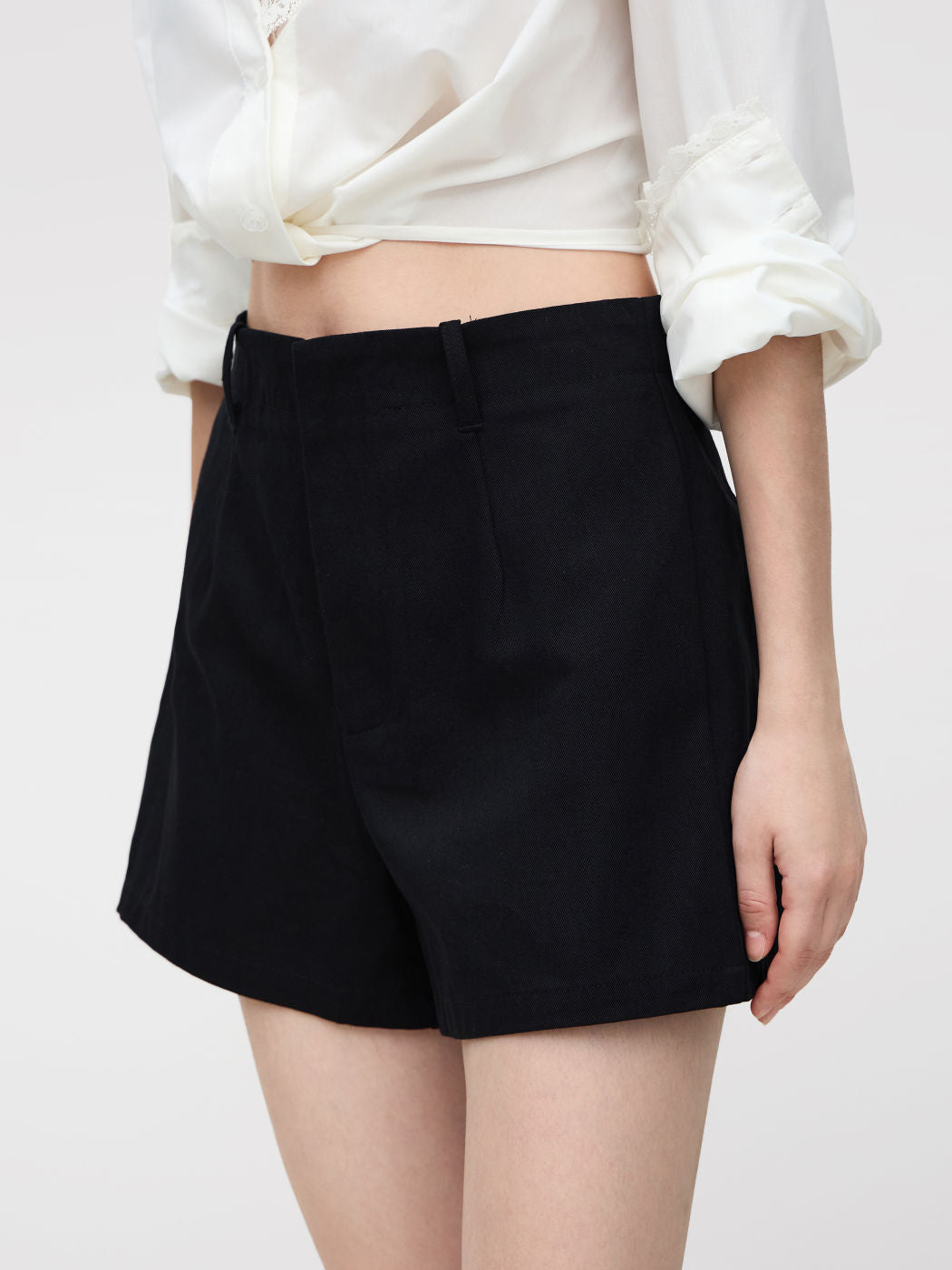 Shorts de Algodón Tiro Alto con Cintura Ajustada